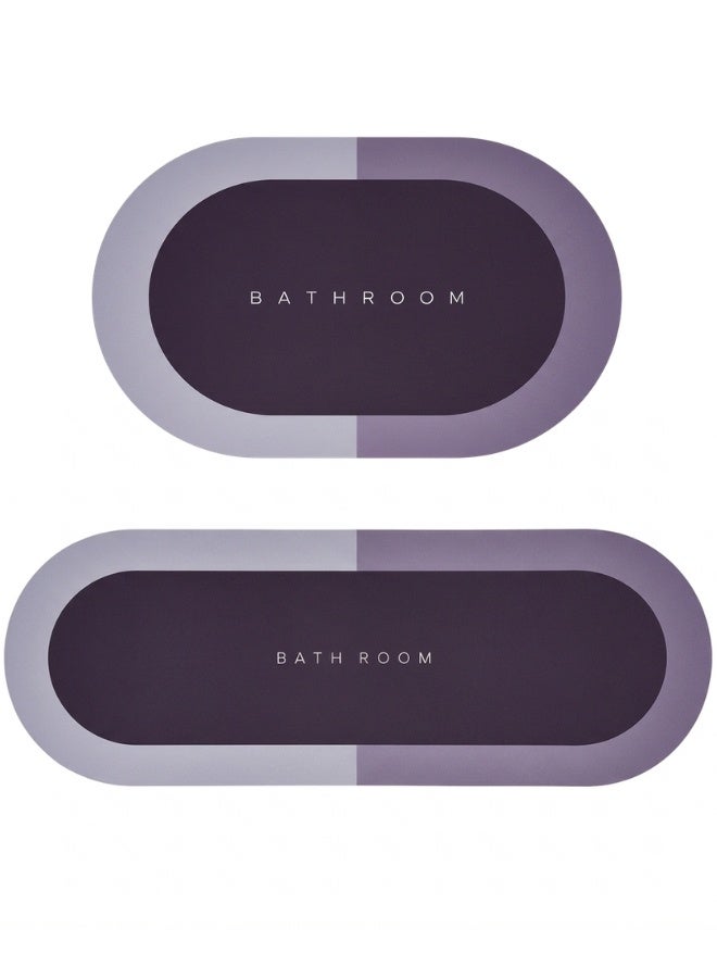 Happy Home Two-piece kitchen and bathroom floor mat set, super absorbent shower mat, washable kitchen and bathroom mat, non-slip diatomaceous earth floor mat for office, laundry room, shower (size 38x57 + 38x116 cm) - Image 2