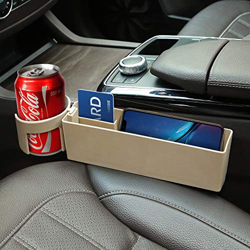 KolorFish Car Seat Gap Filler, Console Side Pocket with Detachable Cup Holder Catcher Pocket Organiser (Beige) - Image 2