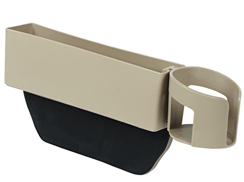 KolorFish Car Seat Gap Filler, Console Side Pocket with Detachable Cup Holder Catcher Pocket Organiser (Beige) - Image 1