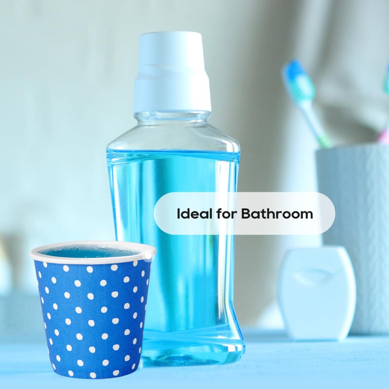 JOLLY PARTY [300 Pack] 3 oz Paper Cups, Blue Mouthwash Cups, Disposable Bathroom Cups, Cold Beverage Drinking Cup for Water Coolers, Party, Home and Office - Image 2