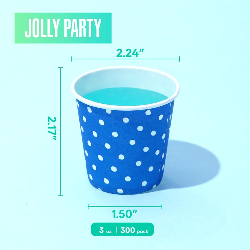 JOLLY PARTY [300 Pack] 3 oz Paper Cups, Blue Mouthwash Cups, Disposable Bathroom Cups, Cold Beverage Drinking Cup for Water Coolers, Party, Home and Office - Image 3