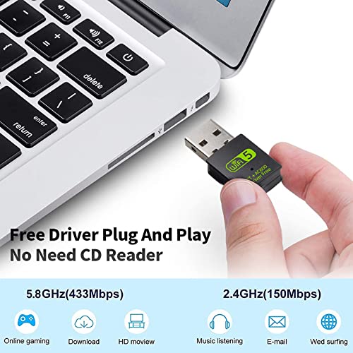 RUIZHI USB WiFi, 600Mbps Dual Band 2.4G/5.8GHz PC Adapter, Bluetooth 4.2 Dongle Card for Laptop Windows 11/10/8/8.1/7/Xp, Mac 10.9-1015 - Image 4