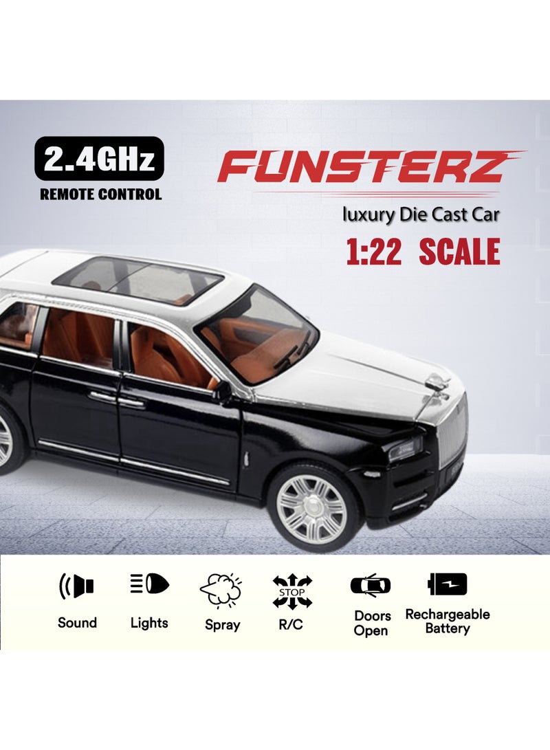 فونسترز نموذج سيارة RC مصبوب بمقياس 1:22 مع صوت، وأضواء LED، ورذاذ، وأبواب قابلة للفتح - مركبة معدنية قابلة لإعادة الشحن للتحكم عن بعد للأطفال وهواة الجمع - Image 2