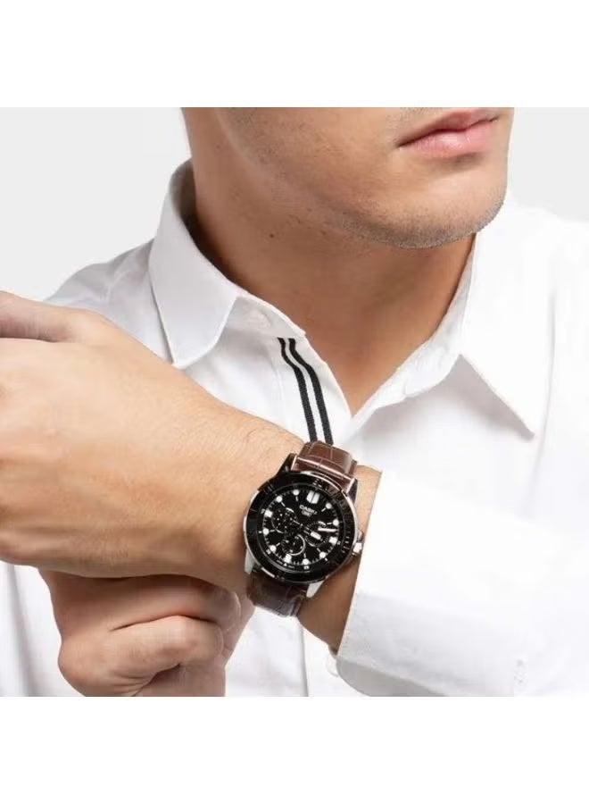 Casio MTP-VD300L-1EUDF Men’s Analog Quartz Multifunction Watch with Black Dial & Genuine Leather Strap – Day, Date & 24-Hour Sub-Dials – 50M Water Resistant Classic Casio Business & Casual Watch for Men - Image 3