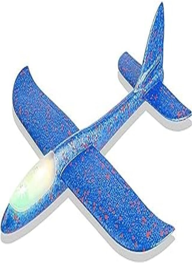 ECVV - ECVV Flying Glider Planes With Flash LED Light 18.9" Foam Flight Mode Throwing Air Plane Aerobatic Airplane Outdoor Sport Game Toys Gift for Kids 3 4 5 6 7 Year Old Boy BLUE ll - Image 1