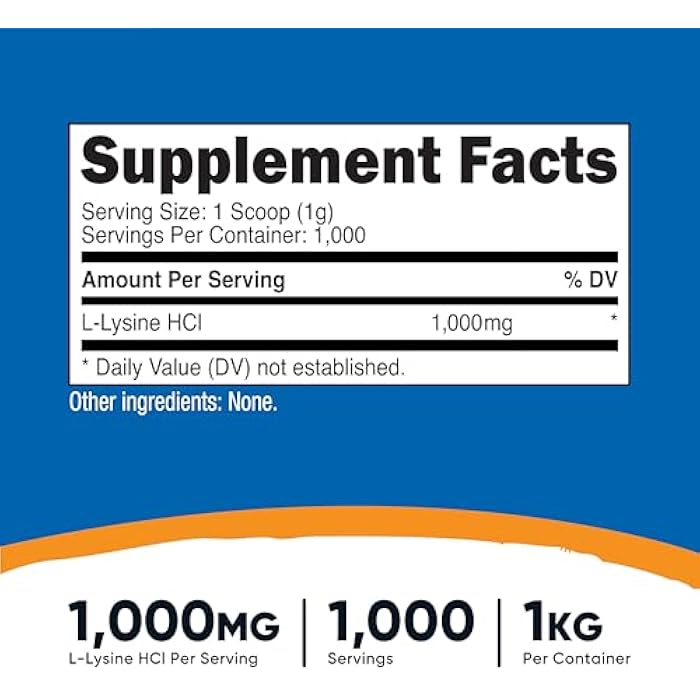 Nutricost L-Lysine Powder 1KG (2.2lbs) - Pure L-Lysine, Non-GMO, Gluten Free - Image 2