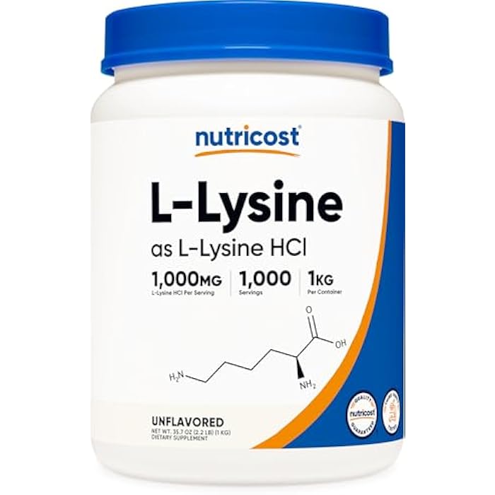 Nutricost L-Lysine Powder 1KG (2.2lbs) - Pure L-Lysine, Non-GMO, Gluten Free - Image 1