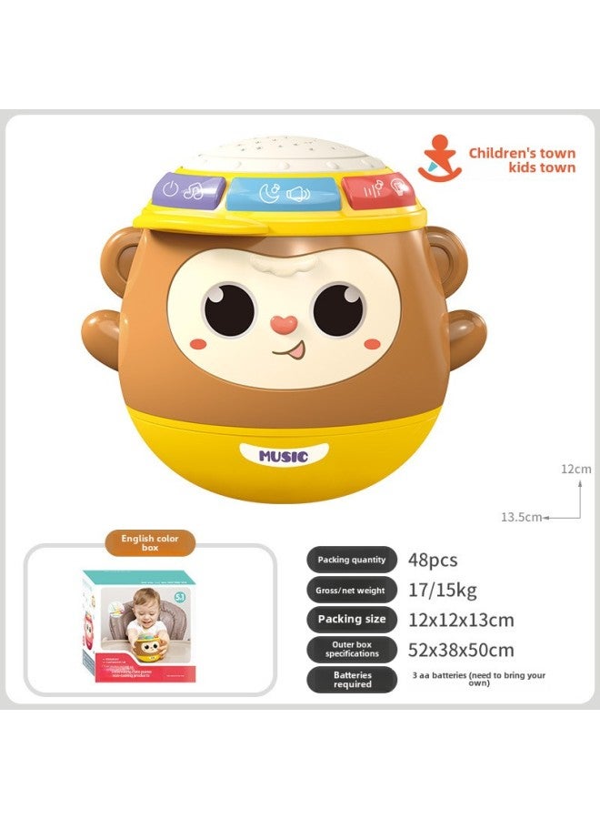 Baby Toy Tumbler Nod Doll 0-1 Year Old Newborn Children Soothing Rattle Bathing Water Play Bathroom Toy-Color:Moe Monkey Tumbler Pink-color Box  - Image 1