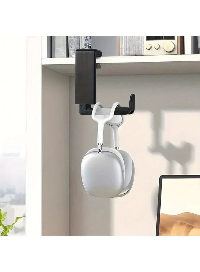 Black Under Desk Headphone Holder No Drill Headset Mount Bracket For Home Office - Image 3