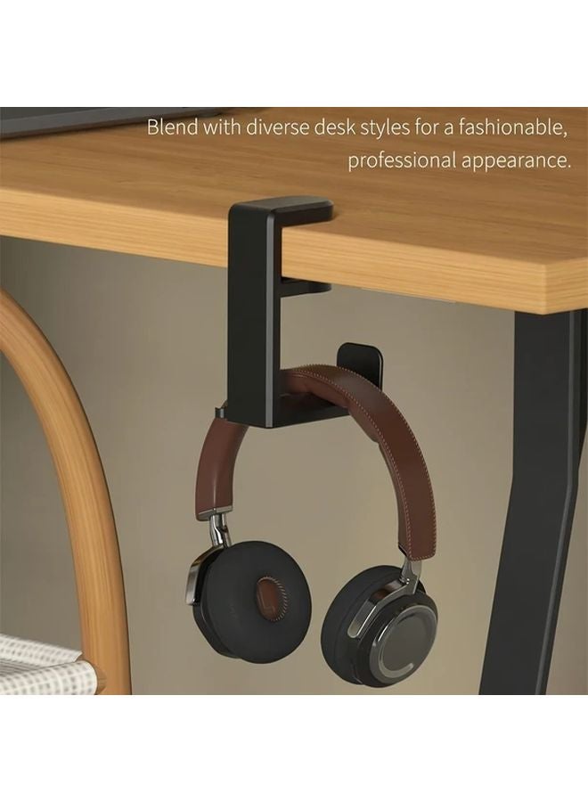 Black Under Desk Headphone Holder No Drill Headset Mount Bracket For Home Office - Image 5