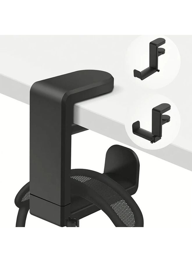 Black Under Desk Headphone Holder No Drill Headset Mount Bracket For Home Office - Image 2