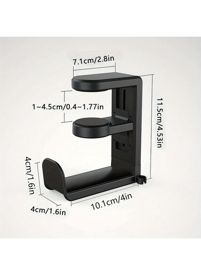 Black Under Desk Headphone Holder No Drill Headset Mount Bracket For Home Office - Image 1