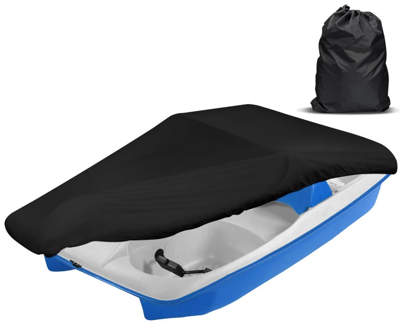 غطاء قارب الدواسات iCOVER يناسب قوارب الدواسات لـ 3 أو 5 أشخاص مقاوم للماء ثقيل الوزن غطاء الدواسات باللون الأسود