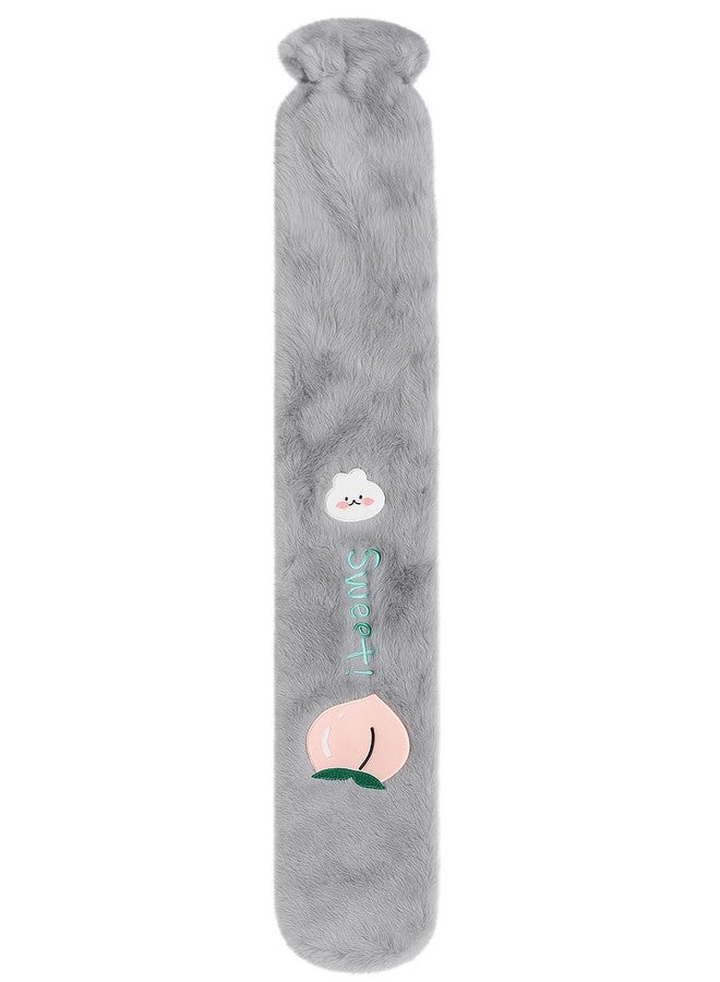 MENOVAS Extra Long 2L Hot Water Bottle with Super Soft Fleece Cover, Durable Natural Rubber, Long Lasting Warmth for Neck, Back & Body, Winter Comfort, Hand and Foot Warmer for Waist - Hot Water Bag (Grey) - Image 1