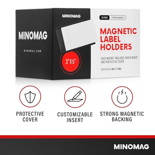 MINOMAG 25pcs Magnetic Label Holders 3x5 Inches | C Channel Magnetic Index Card Holder for Steel Shelves, Warehouse Racks - Image 4