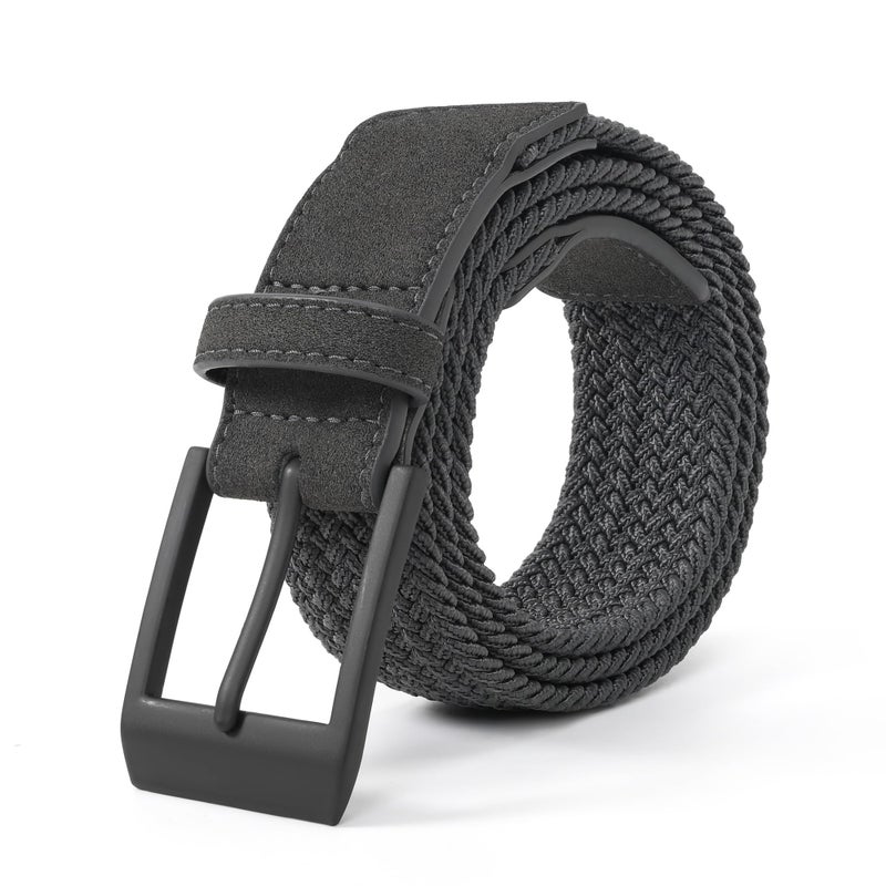 Mile High Life Braided Stretch Golf Belt Pin Oval Solid Color Buckle Leather Loop End Tip Belt For Men/Women/Junior - Image 1