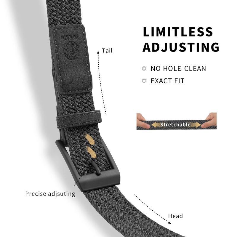 Mile High Life Braided Stretch Golf Belt Pin Oval Solid Color Buckle Leather Loop End Tip Belt For Men/Women/Junior - Image 3
