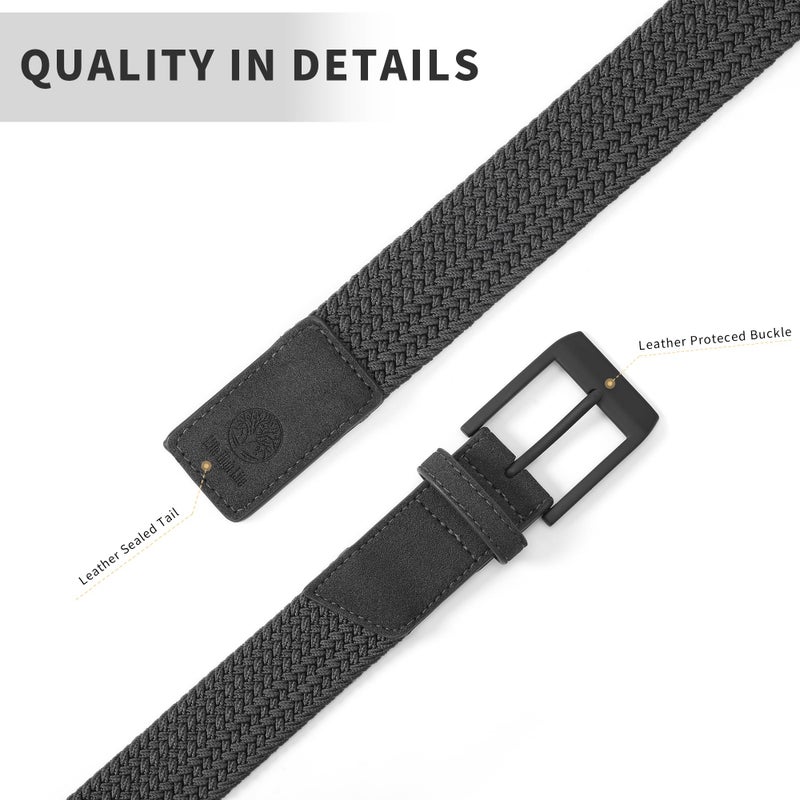 Mile High Life Braided Stretch Golf Belt Pin Oval Solid Color Buckle Leather Loop End Tip Belt For Men/Women/Junior - Image 4
