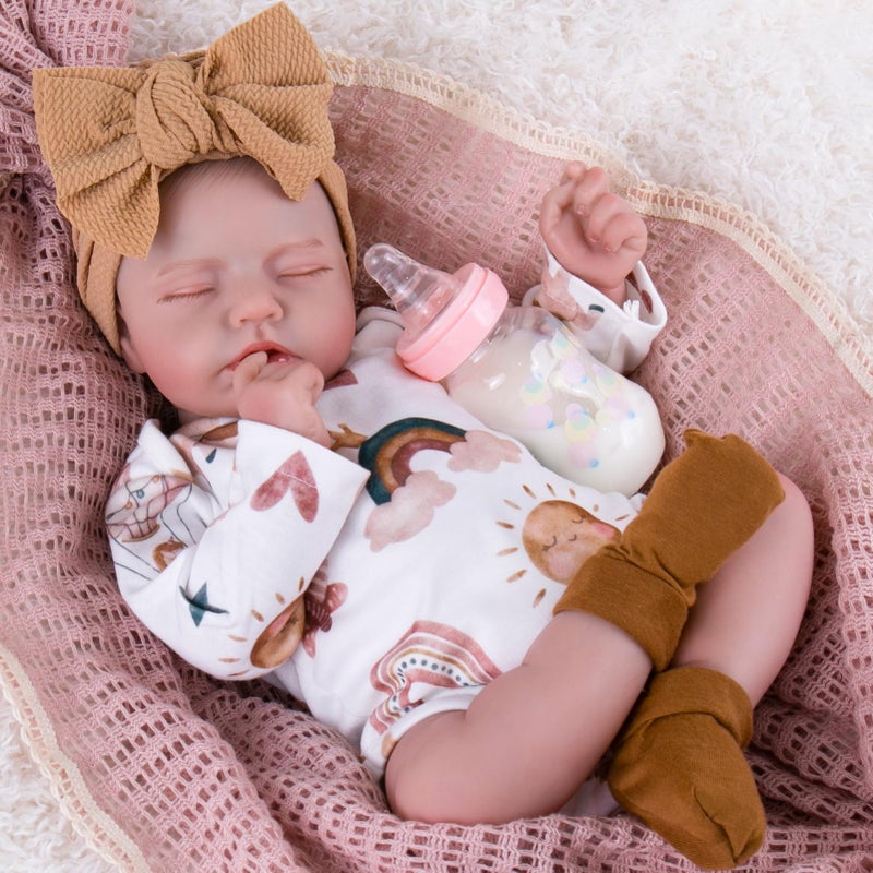 Aori Lifelike Reborn Baby Dolls Real Life Realistic Baby Dolls 20 Sleeping Newborn Baby Girl with Rainbow Doll Clothes for Girls 3 - Image 3