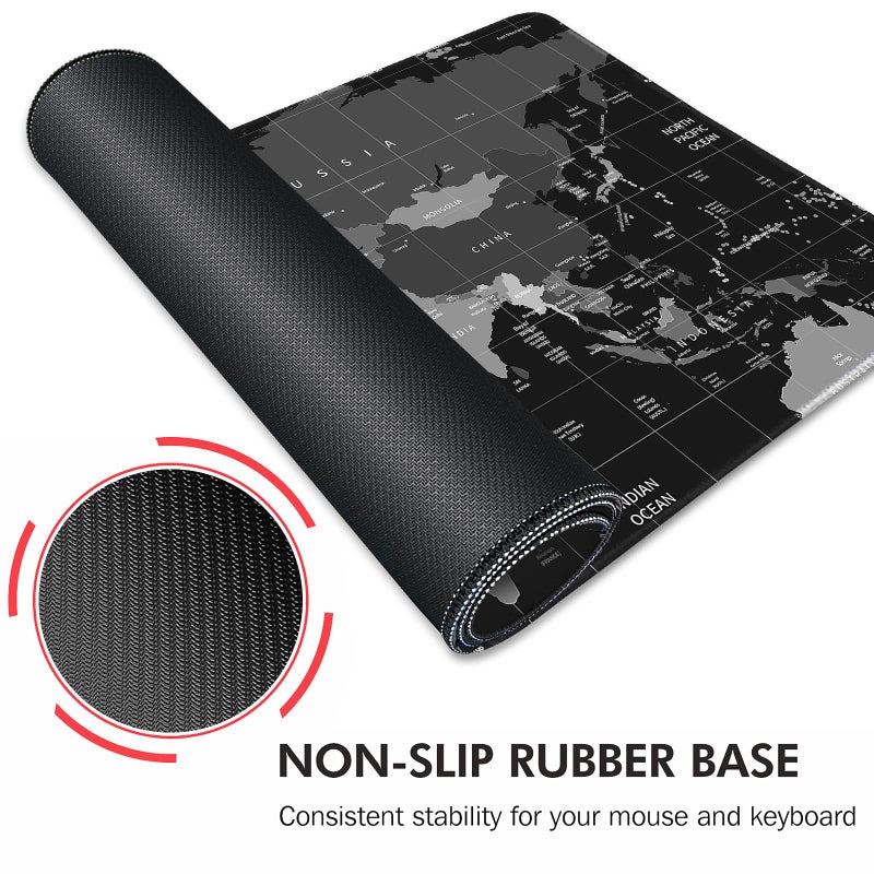 Galdas Mouse Pad for Gaming,XXL XL Large Mouse Mat Long Extended Mousepad Desk Mat Non-Slip Rubber Mice Pads Stitched Edges Thin (31.5 x 11.8 x 0.12 Inches),World Map Background - Image 5