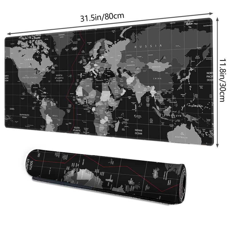 Galdas Mouse Pad for Gaming,XXL XL Large Mouse Mat Long Extended Mousepad Desk Mat Non-Slip Rubber Mice Pads Stitched Edges Thin (31.5 x 11.8 x 0.12 Inches),World Map Background - Image 2