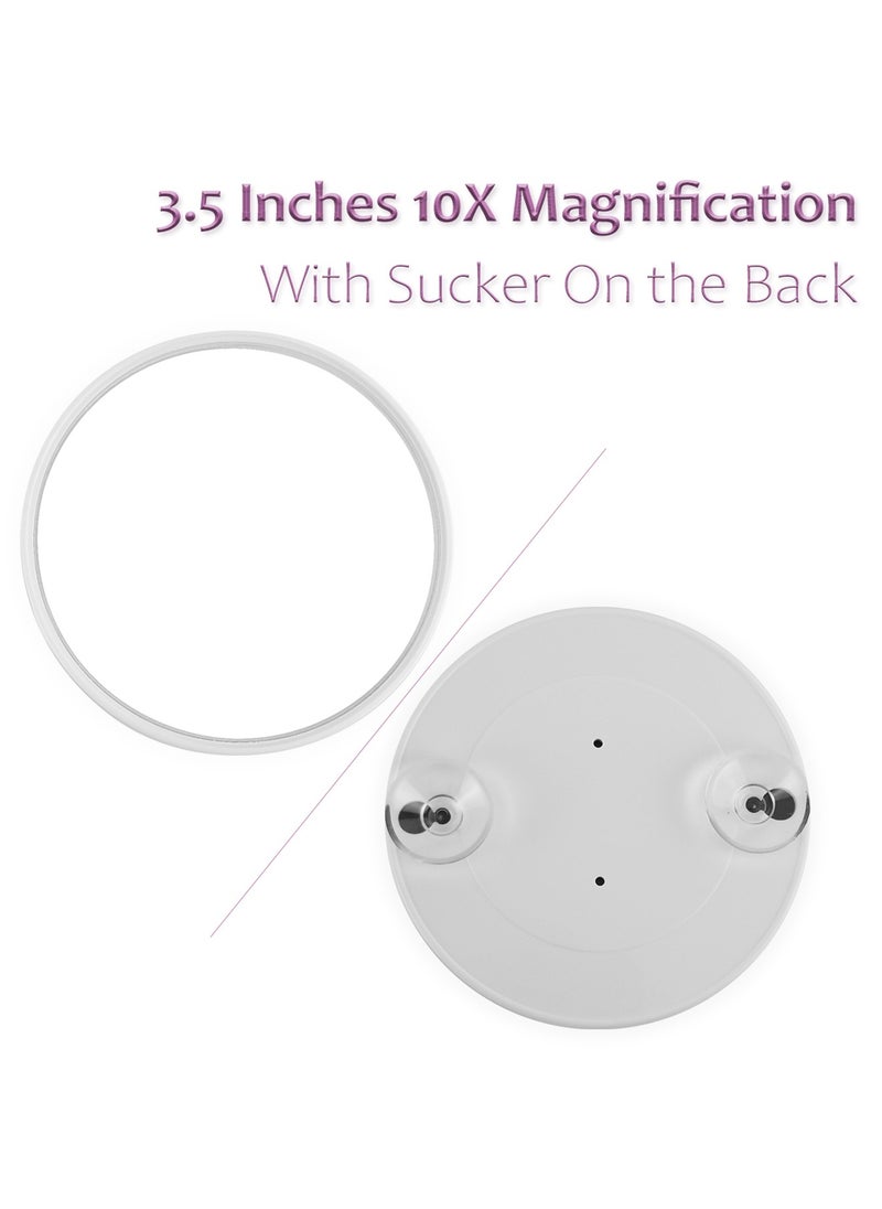 SNOWFLAKES SNOWFLAKES - Portable LED Makeup Mirror - 3 Adjustable Light Settings, 1x Large & Detachable 10x Magnifying Mirror, Cordless Travel Mirror with 360° Rotatable Kickstand - White. - Image 1