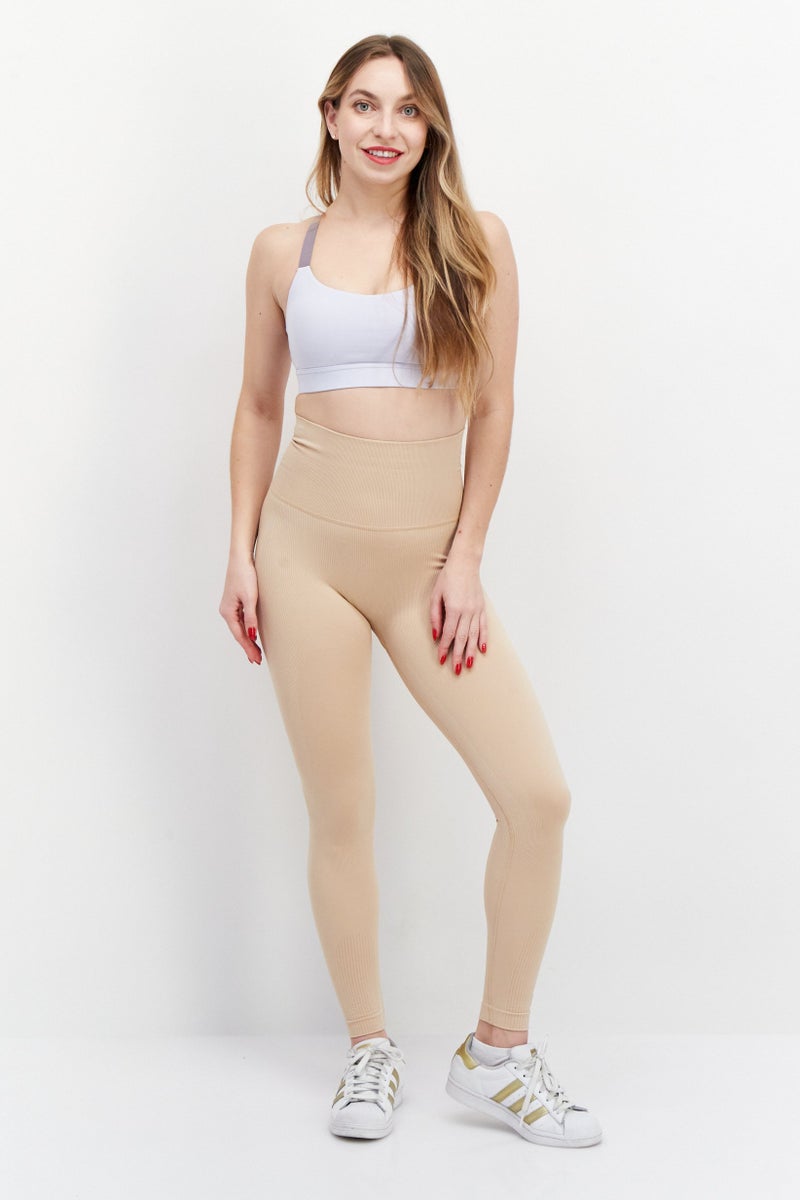 Adidas Women Sportswear Fit Formotion Tights, Beige - Image 3