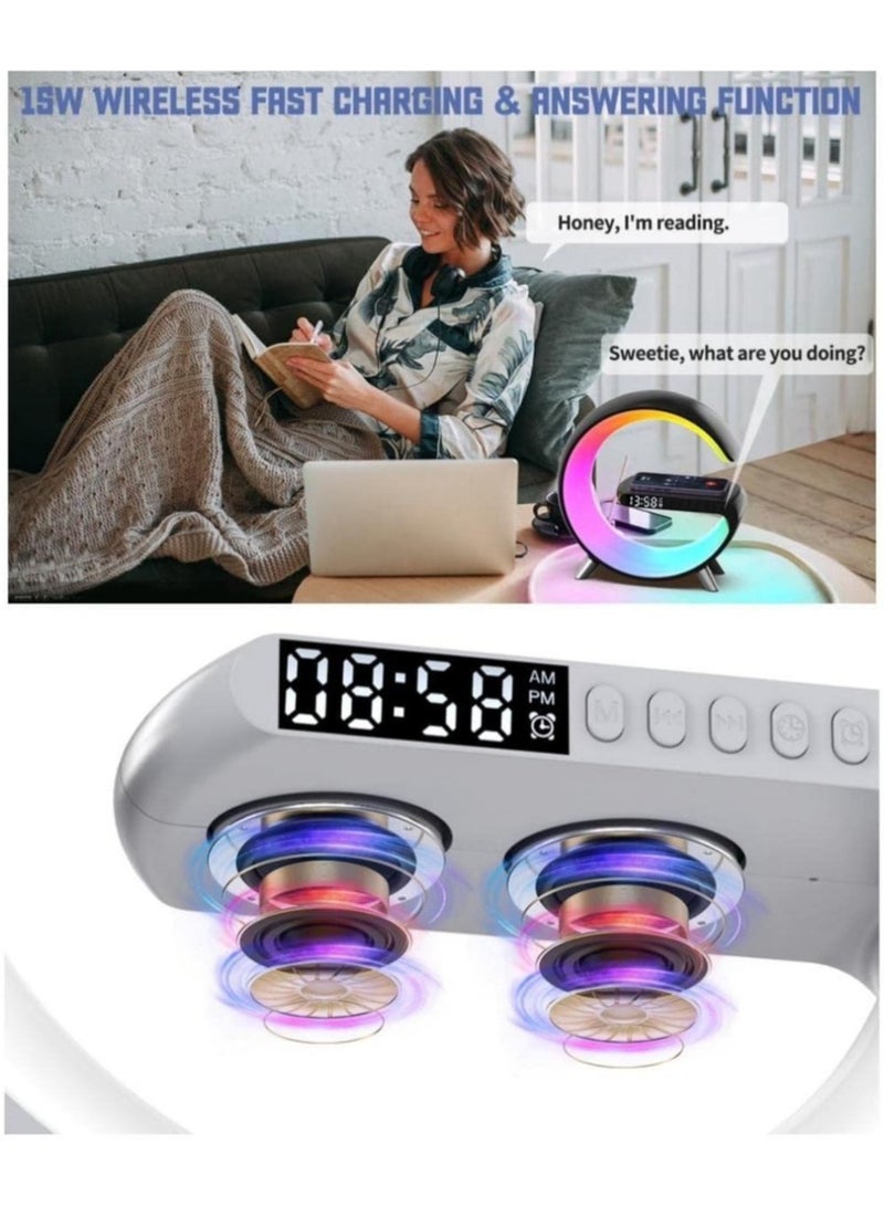 256 Lighting Modes Smart Ambient Light,Wireless Bluetooth Speaker,15W Wireless Fast Charging Charger for Cell Phone,Wireless Bluetooth HD Call,Alarm Clock - Image 5