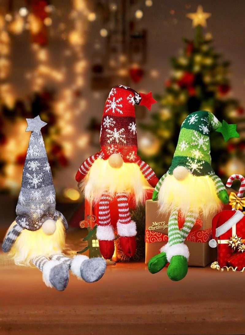 توبيتش زينة عيد الميلاد - 3 قطع  زينة عيد الميلاد، دمية قزم مضيئة مصنوعة يدويًا، قزم سانتا محشو، زينة عيد الميلاد للهدايا والحفلات المنزلية - Image 1