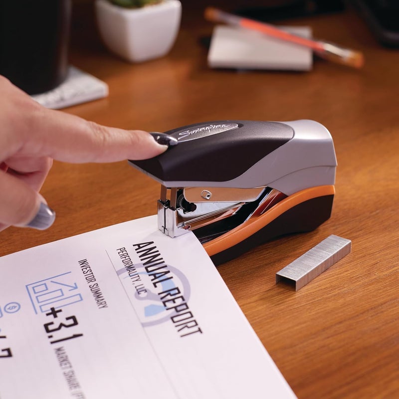 Swing Line Stapler, 40 Sheet Capacity, Optima 40, Jam Free, Reduced Effort, Compact, Soft Grip, Metal, Orange, Silver and Black (87842) - Image 3