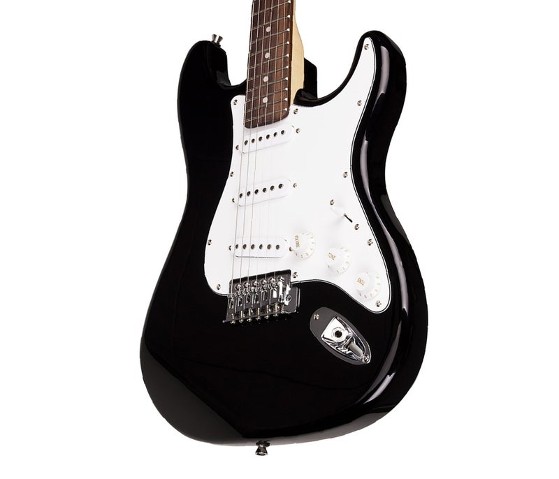 SX Guitar SE1-SK-BK Stratocaster Electric Package Guitar - Black - Image 3