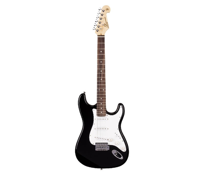 SX Guitar SE1-SK-BK Stratocaster Electric Package Guitar - Black - Image 4
