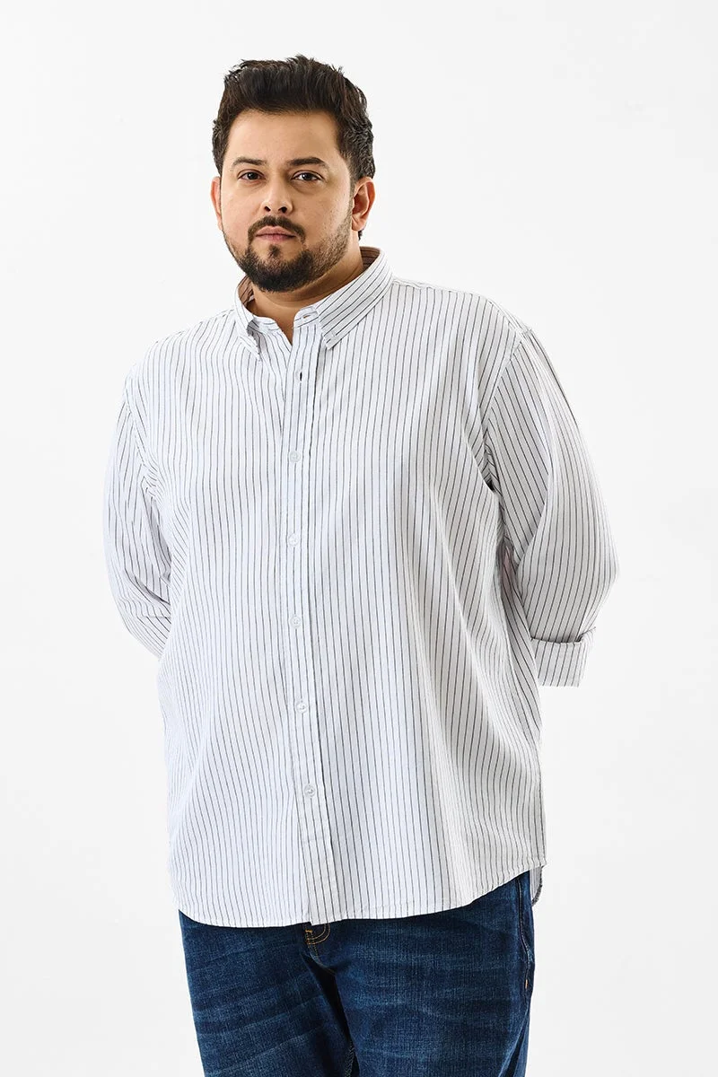 SNITCH Lining White Stripes Plus Size Shirts