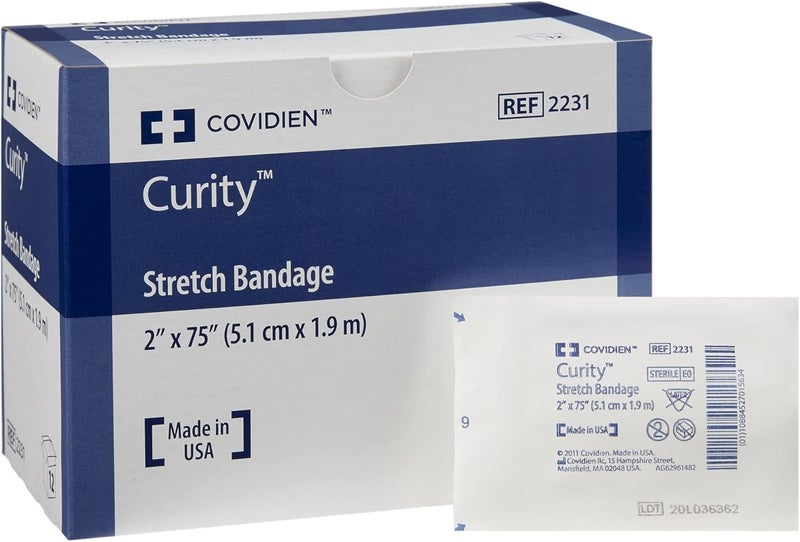Kendall Curity Sterile Stretch Gauze Roll Bandage - 2" x 75" (12 Count) - Image 1