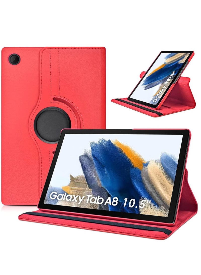 Case Compatible with Galaxy Tab A8 10.5" Case (SM-X200/X205/X207), Galaxy Tab A8 Case 10.5 inch,Auto Sleep/Wake 360° Rotating Stand Folio Leather Case for Tab A8 2022 (Red) - Image 1