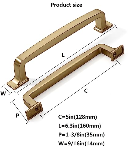 khtumeware 6 Pack 5 Inch Cabinet Handles - Brushed Brass & Gold Drawer Pulls: Kitchen Hardware - Image 2