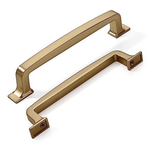 khtumeware 6 Pack 5 Inch Cabinet Handles - Brushed Brass & Gold Drawer Pulls: Kitchen Hardware - Image 1