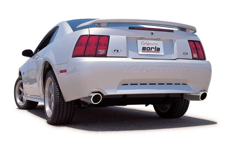 BORLA 140067 Cat-Back Performance Exhaust System for 1999-2004 Ford Mustang GT 4.6L V8 & 2003-2004 Mach 1 4.6L V8 T-304 Stainless Steel S-Type Dual Split Rear Single 4" Round Chrome Tips on Each Side - Image 2