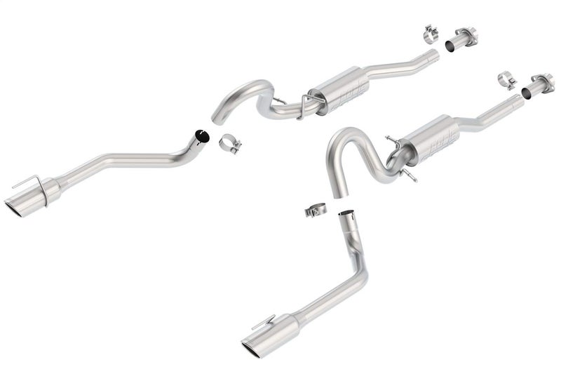 BORLA 140067 Cat-Back Performance Exhaust System for 1999-2004 Ford Mustang GT 4.6L V8 & 2003-2004 Mach 1 4.6L V8 T-304 Stainless Steel S-Type Dual Split Rear Single 4" Round Chrome Tips on Each Side - Image 1