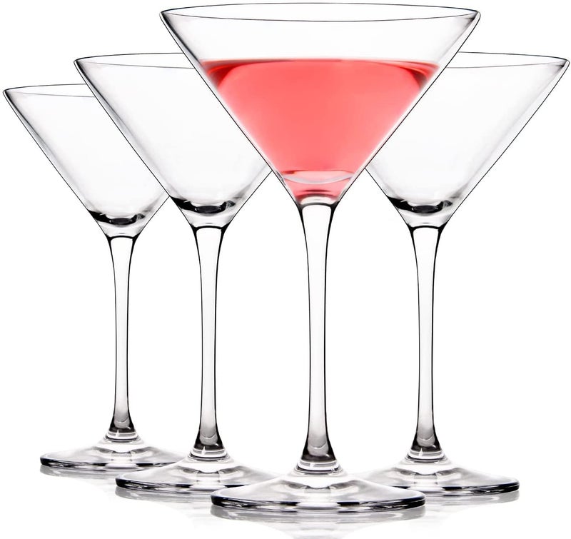 NVRA NVRA Premium Crystal Martini Glasses Set of 6 48 Ounce 140ml VShape Straightstemmed Italian Clear Elegant Cocktail Glasses for Bar Martini Pisco Sour Juice Cosmopolitan Gimlet  - Image 1