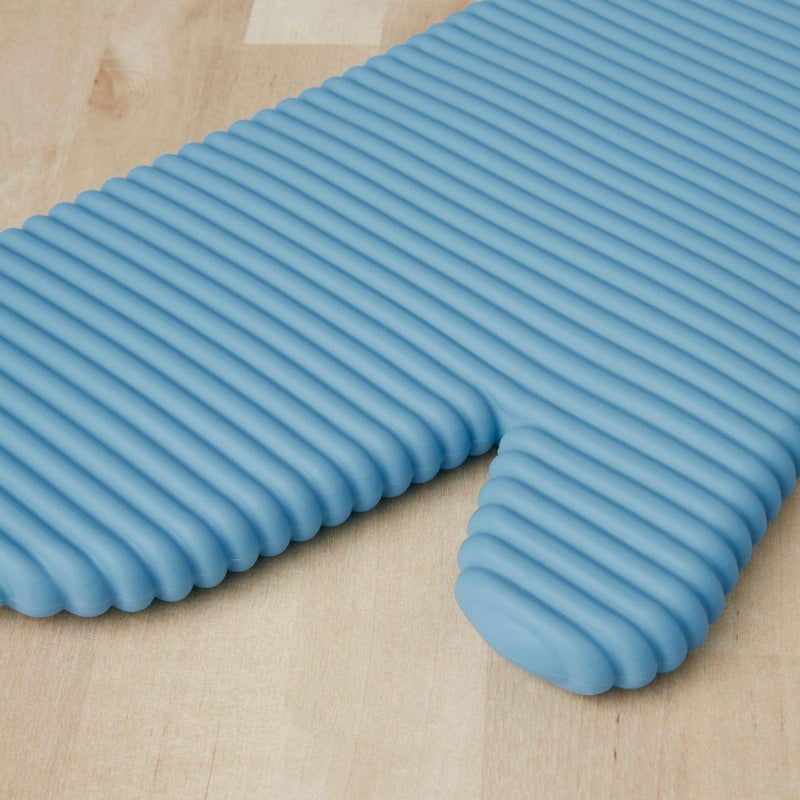KitchenAid Ribbed Soft Silicone Oven Mitt Set  7""x13""  Blue Velvet 2 Count - Image 3