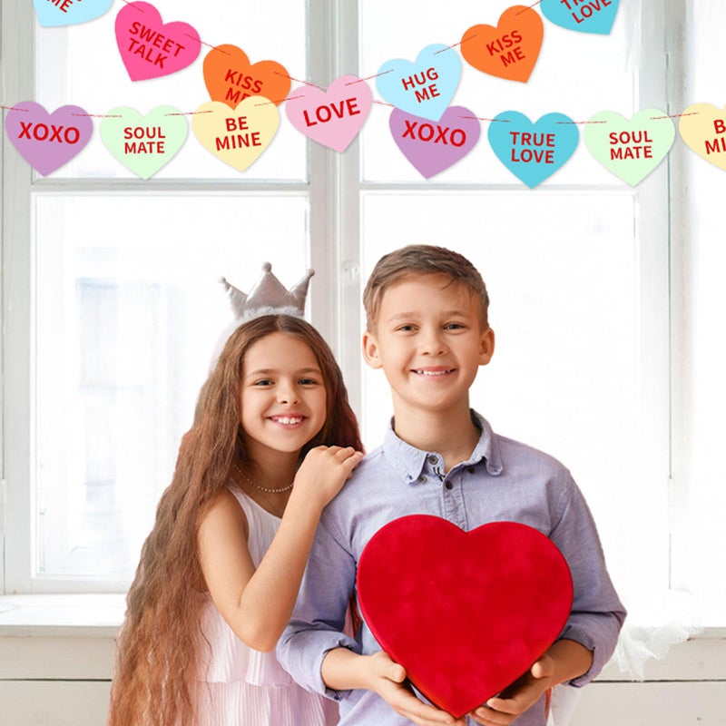 Jansun Valentines Conversation Heart Banner, 3 Pack Candy Hearts Sayings Colorful Love Hanging Garland for Valentines Wedding Birthday Party Decoration - Image 5
