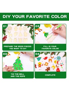 Max Fun 60Pcs Christmas Wooden Ornaments Unfinished Predrilled Wood Slices Circles For Crafts Xmas Holiday Hanging Decoration In 12 Shapes  - Image 3