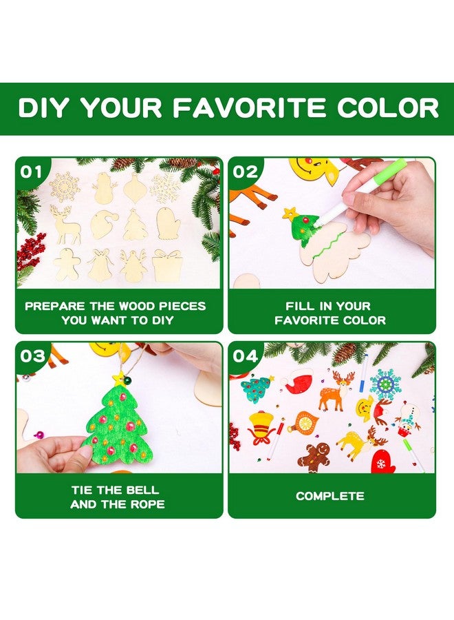 ماكس فن 60 قطعة من الحلي الخشبية لعيد الميلاد دوائر شرائح خشبية غير مكتملة للحرف اليدوية زينة لعطلة عيد الميلاد في 12 شكل - Image 3