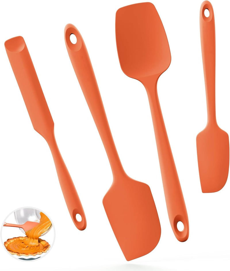 U-Taste All choice modern design 315℃ Heat Resistant Silicone Spatula: High Heat Proof Flexible Non-Stick Bowl Scraper, Seamless Rubber Kitchen Utensils for Baking Cooking Mixing Cookware (4 Pieces, Orange) Local & cross border ship compatible - Image 1
