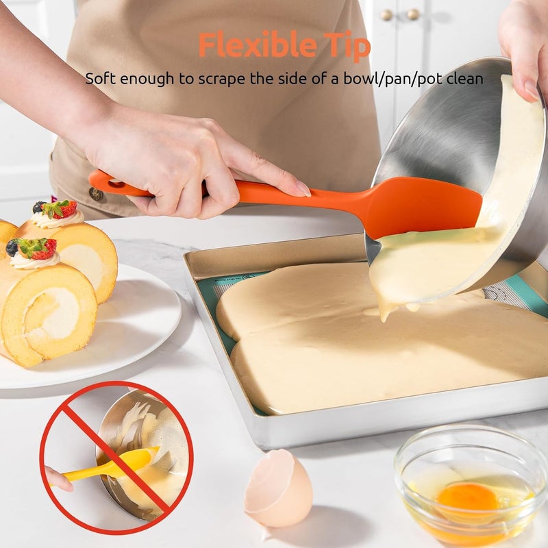 U-Taste All choice modern design 315℃ Heat Resistant Silicone Spatula: High Heat Proof Flexible Non-Stick Bowl Scraper, Seamless Rubber Kitchen Utensils for Baking Cooking Mixing Cookware (4 Pieces, Orange) Local & cross border ship compatible - Image 4