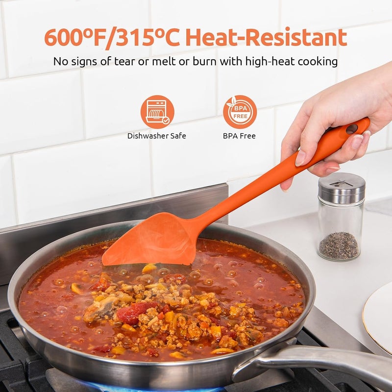 U-Taste All choice modern design 315℃ Heat Resistant Silicone Spatula: High Heat Proof Flexible Non-Stick Bowl Scraper, Seamless Rubber Kitchen Utensils for Baking Cooking Mixing Cookware (4 Pieces, Orange) Local & cross border ship compatible - Image 3
