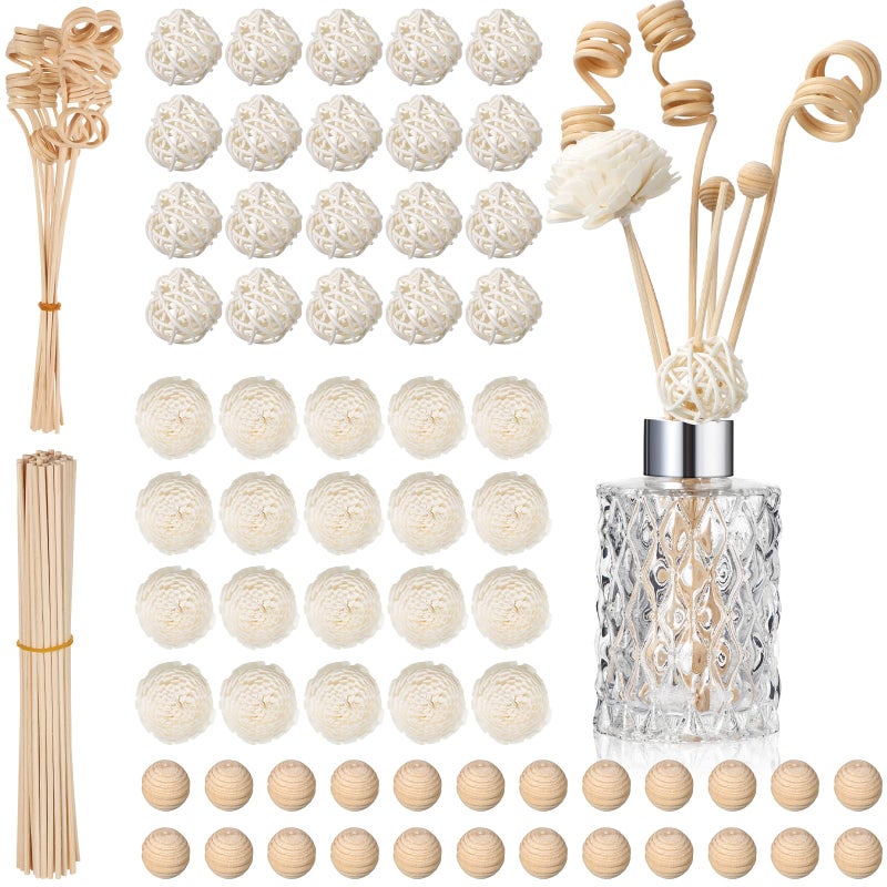Loopeer 180 Pcs Reed Diffuser Sticks Set Rattan Fragrance Diffuser and Flower Reed Sticks for Aromatherapy Natural Volatile Replacement Refill Sticks for Aroma