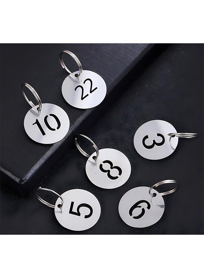 1-20 Key Tags, Round Metal Number Tags Stainless Steel Number ID with Hole Number Key Ring Chain with Split Ring for Organized Coding Key Box Cabinet System Identifiers (20, 1-20) - Image 3