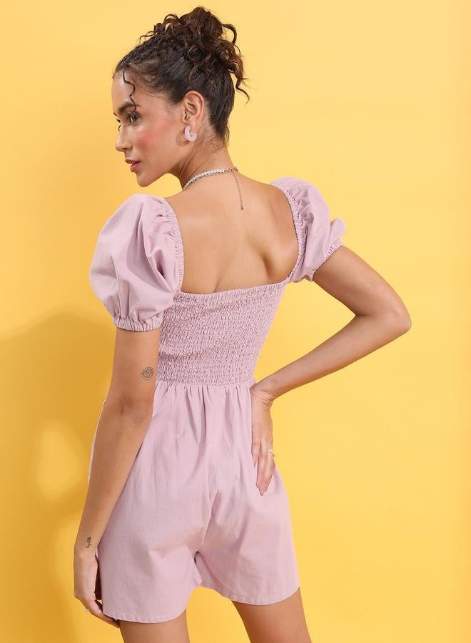Tokyo Talkies Tokyo Talkies Puff Sleeve Square Neck Pleated Jumpsuit - Image 3